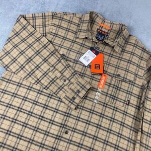 Walls Mens 2XL Flannel Shirt Tan Black Plaid Relaxed Fit Workwear NWT